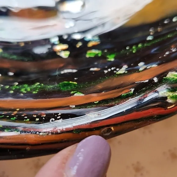 Murano Glass Confetti Multicolor Abstract Glass ArtCandy Bowl